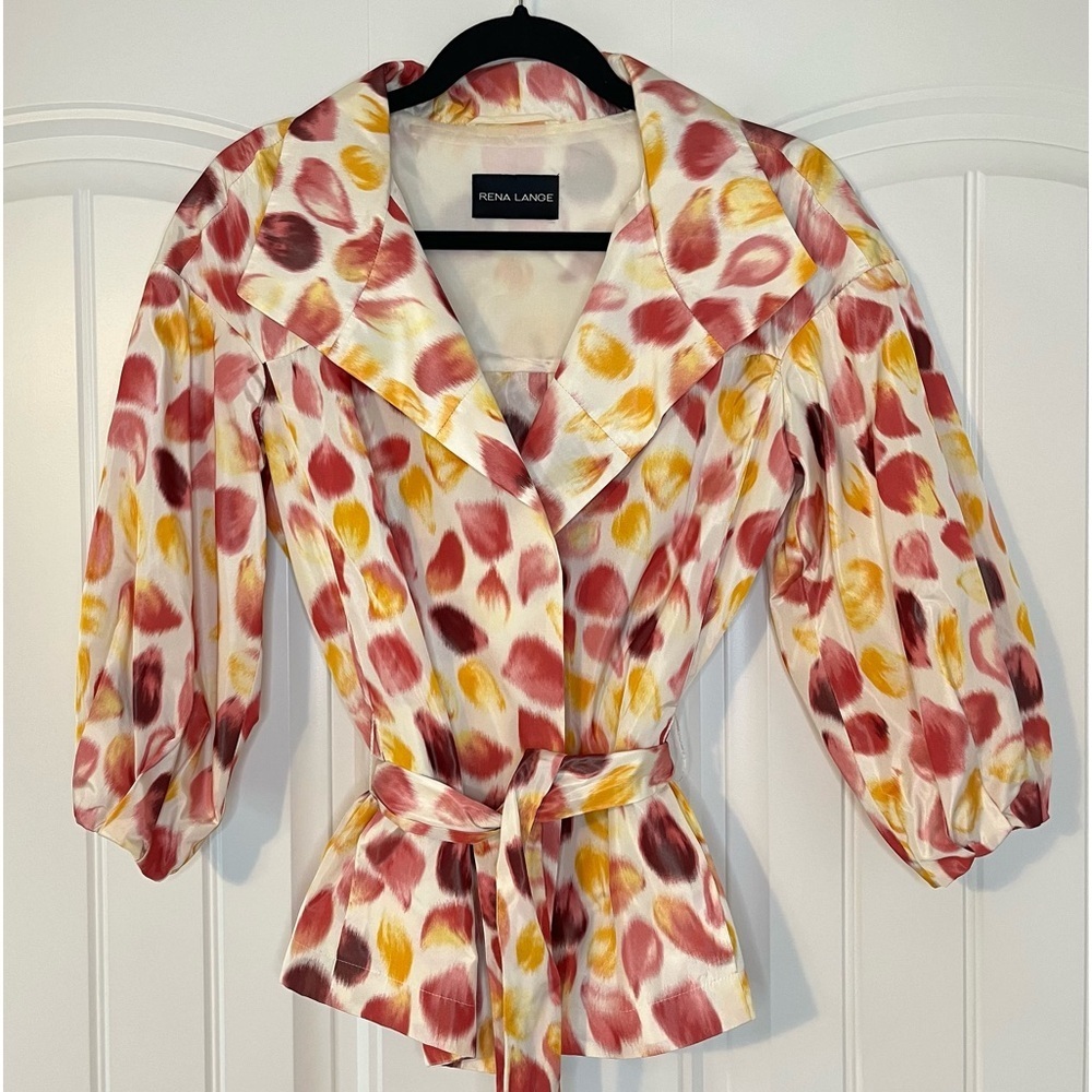 Rena Lange Silk Colorful Pattern Blazer Coat Size 6 Spring Abstract Summer - Picture 8 of 8